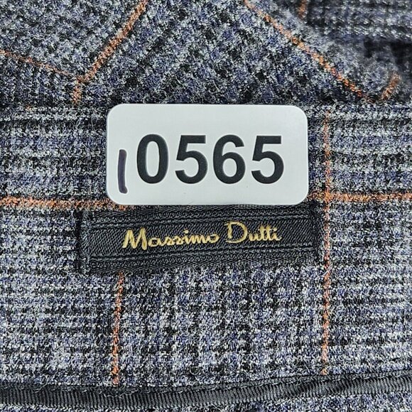 Massimo Dutti Pants Womens 10 Gray Blue Plaid Wool Blend Straight Leg Trousers - Picture 13 of 16